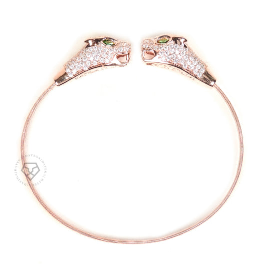 Twin Panthers Rose Gold Clear Cz Cuff