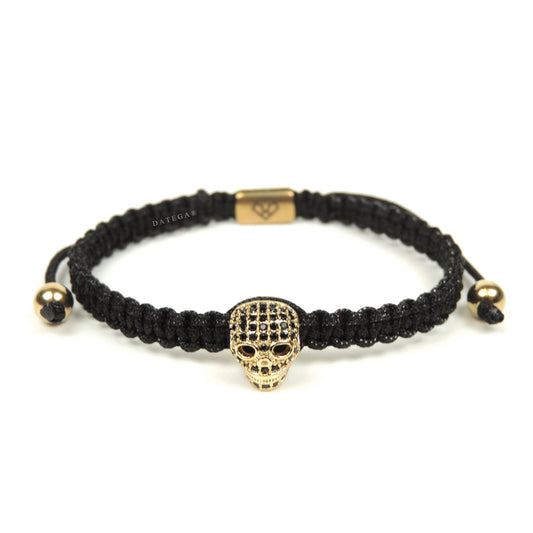 Luxury Skull Yellow Gold - Black Rope