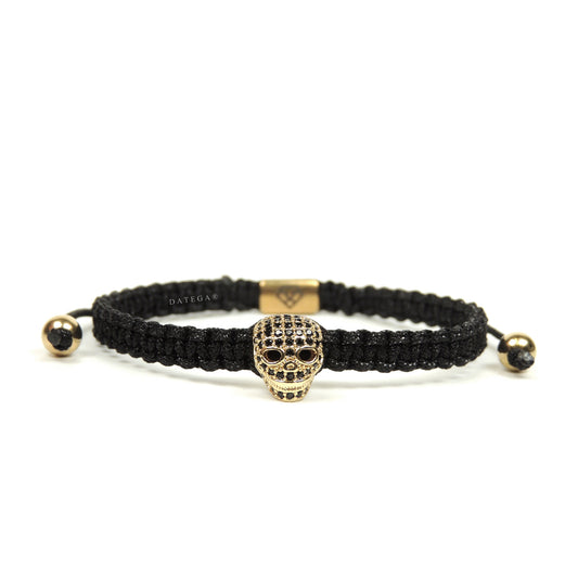 Luxury Skull Yellow Gold - Black Rope