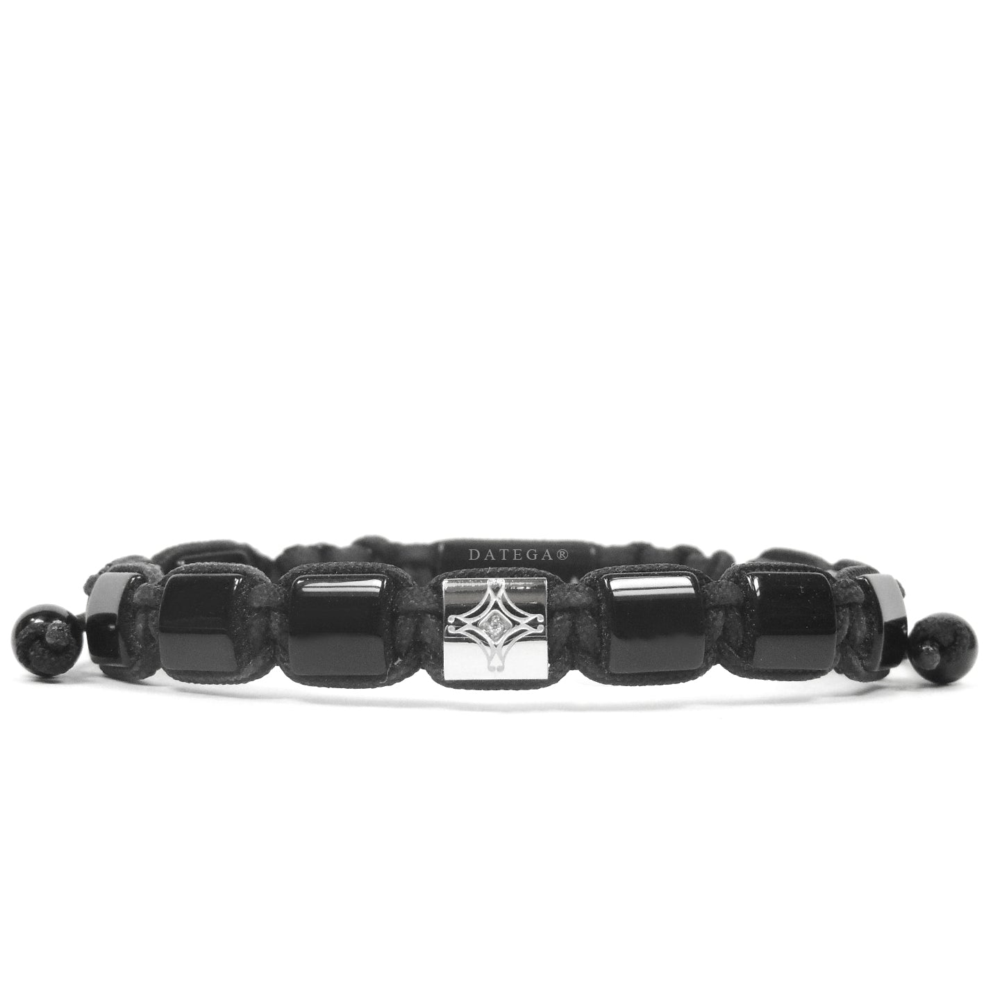 Shiny Onyx & White Gold Star Bracelet