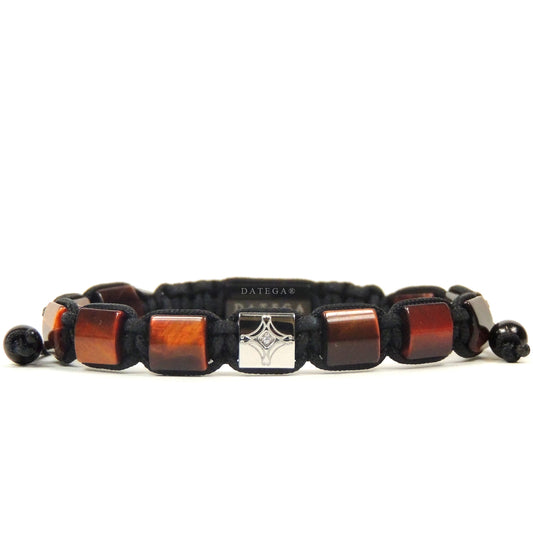 Red Tiger Eye & White Gold Star Bracelet