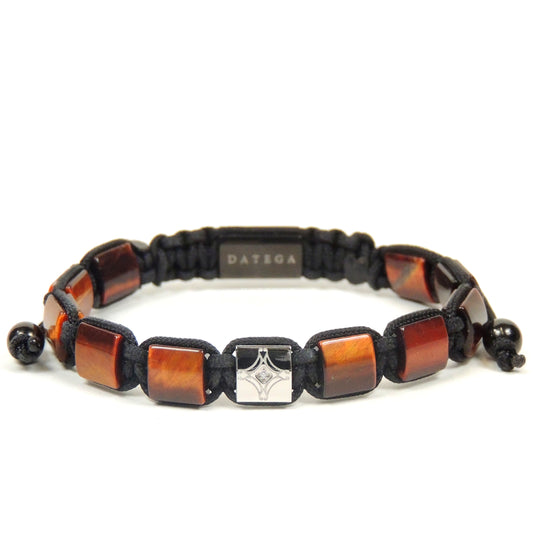 Red Tiger Eye & White Gold Star Bracelet