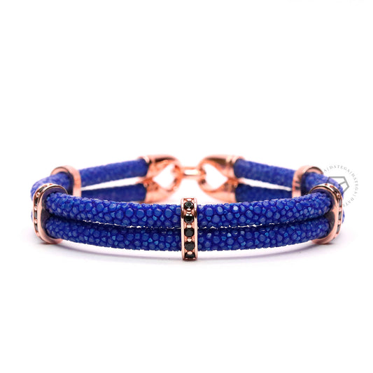 Swarovski Spacers Rose Gold Double Rope Blue Stingray