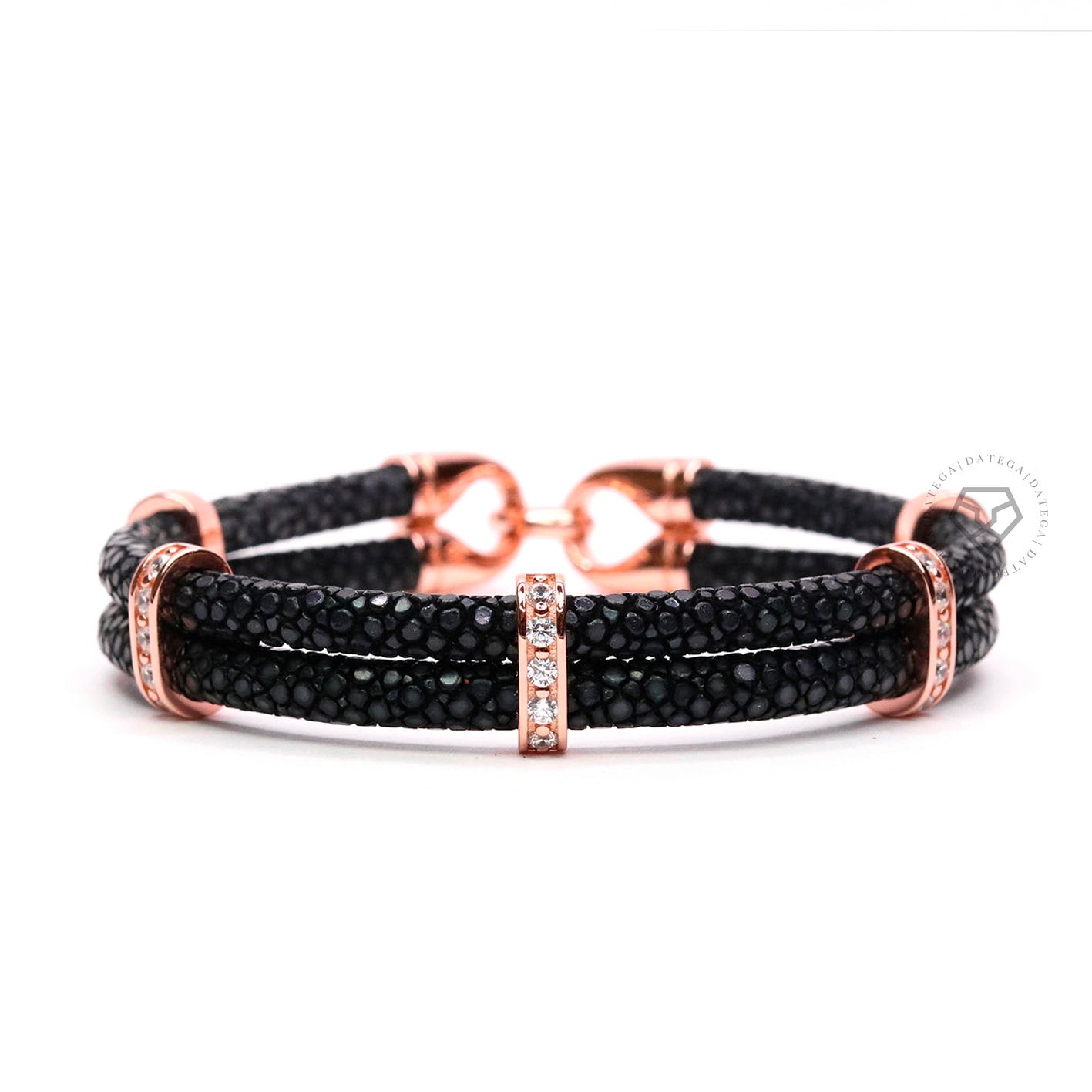 Swarovski Spacers Rose Gold Double Rope Black Stingray