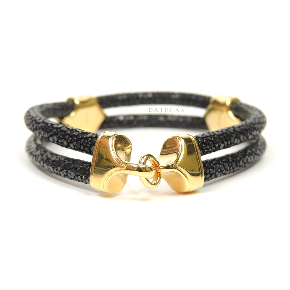 Swarovski Clasp Yellow Gold Double Rope Black Stingray