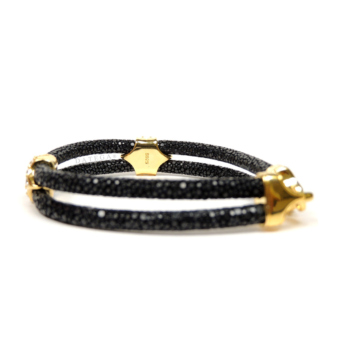 Swarovski Clasp Yellow Gold Double Rope Black Stingray