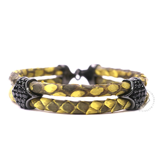 Swarovski Clasp Ruthenium Double Rope Yellow Python