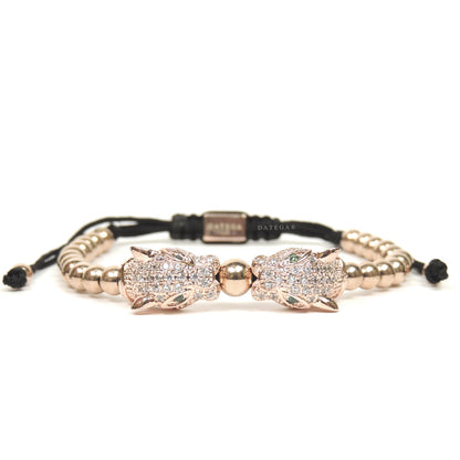 Twin Jaguars Rose Gold Clear Cz