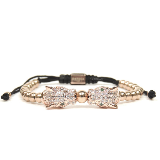 Twin Jaguars Rose Gold Clear Cz