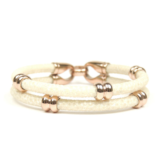 Rings Rose Gold Double Rope White Stingray