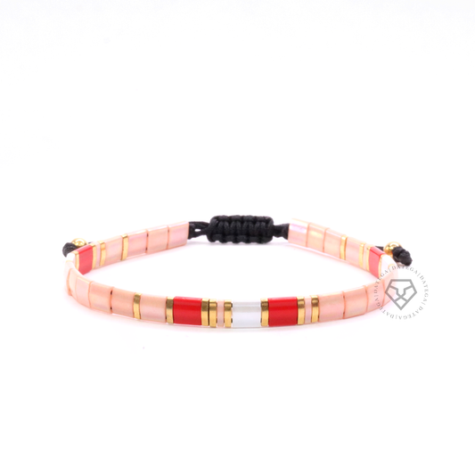 Pink & Red Maui Bracelet - Gold