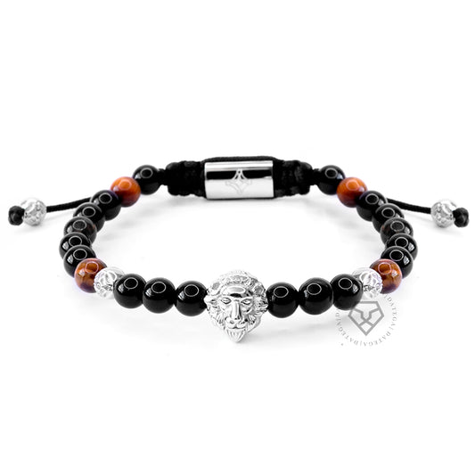 Lion Antique Silver, Onyx & Tiger Eye