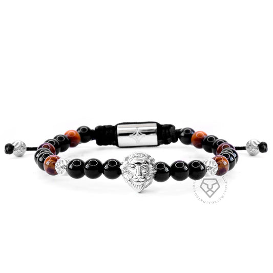 Lion Antique Silver, Onyx & Tiger Eye