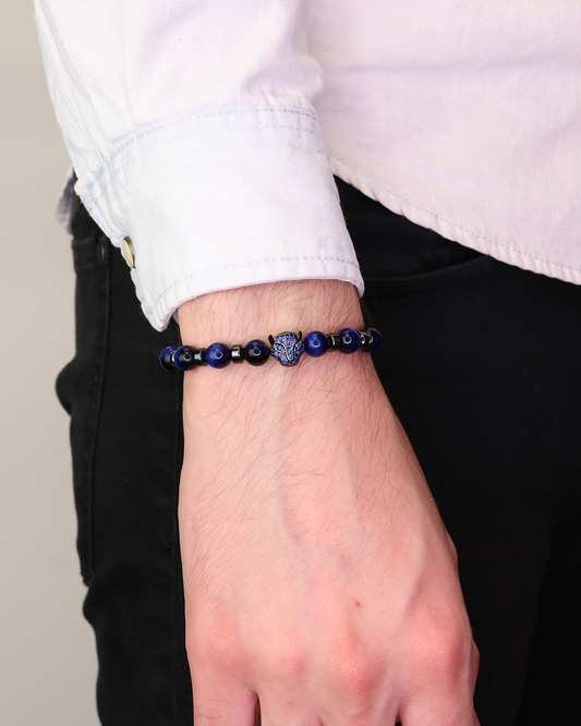 Cz Jaguar, Hematite & Blue Tiger Eye