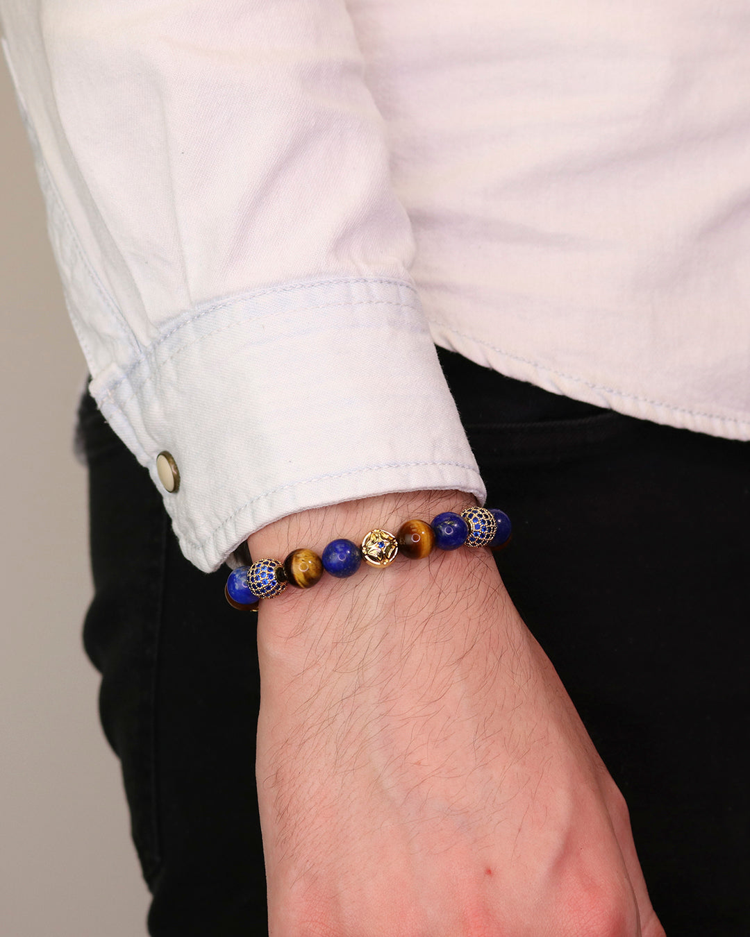 Brown Tiger Eye & Blue Cz