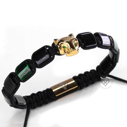 Grand Jaguar Yellow Gold, Onyx & Green Tiger Eye