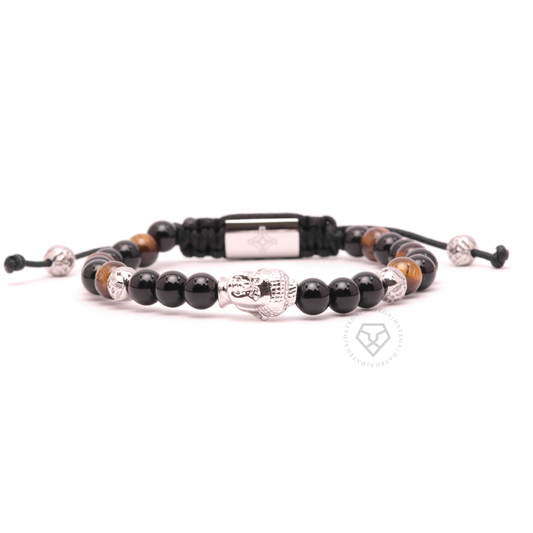 Buddha White Gold Tiger Eye & Onyx