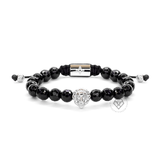 Lion Silver & Agate Faceted