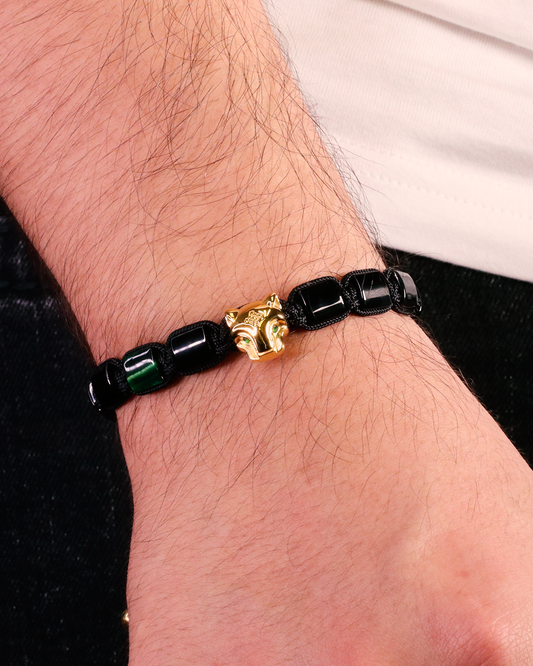 Grand Jaguar Yellow Gold, Onyx & Green Tiger Eye