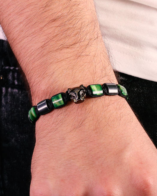 Grand Jaguar Ruthenium, Hematite & Green Tiger Eye