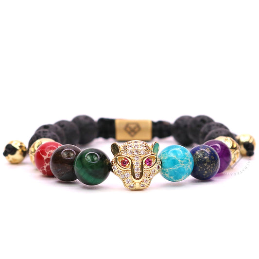 Cz Jaguar Yellow Gold & Chakras