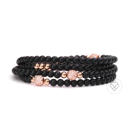 Wrap Onyx & Rose Gold Bracelet