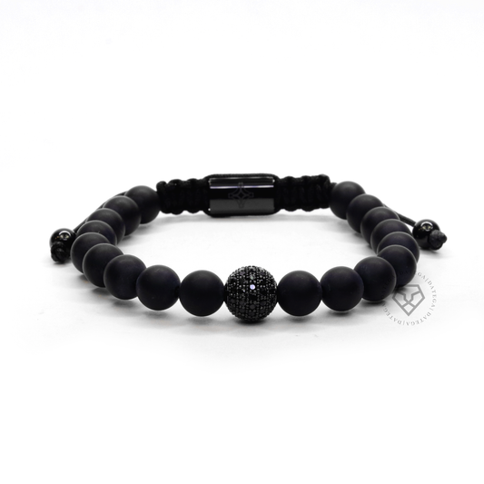 Rhodium Cz Matte Onyx - 8mm