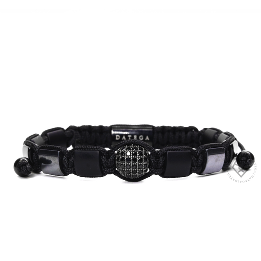 Square Onyx, Hematite & Cz Ball